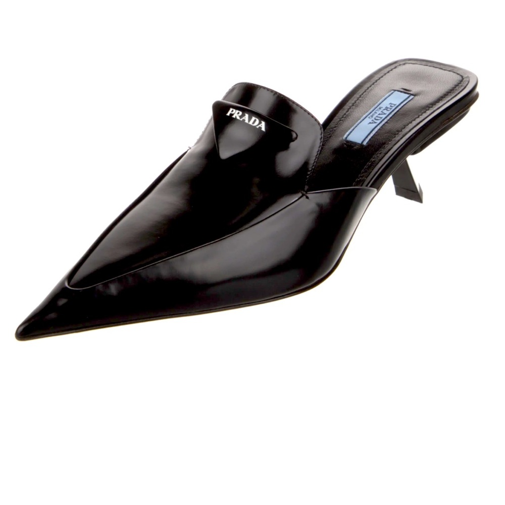 Prada Black Pointed Toe Mules